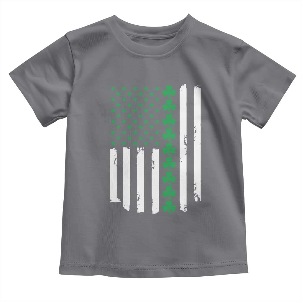Vintage St. Patricks Day American Flag Shamrocks Toddler T Shirt TS10 Charcoal Print Your Wear