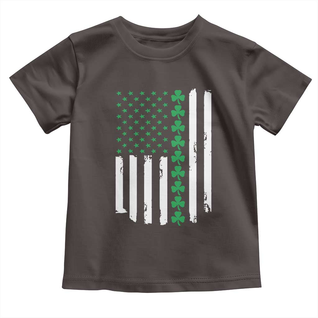 Vintage St. Patricks Day American Flag Shamrocks Toddler T Shirt TS10 Dark Chocolate Print Your Wear