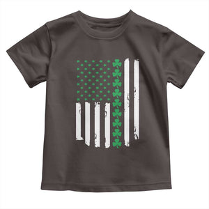 Vintage St. Patricks Day American Flag Shamrocks Toddler T Shirt TS10 Dark Chocolate Print Your Wear