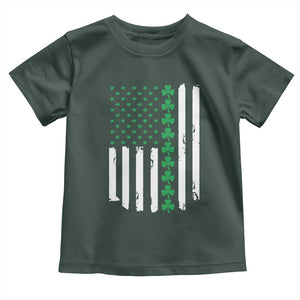 Vintage St. Patricks Day American Flag Shamrocks Toddler T Shirt TS10 Dark Forest Green Print Your Wear
