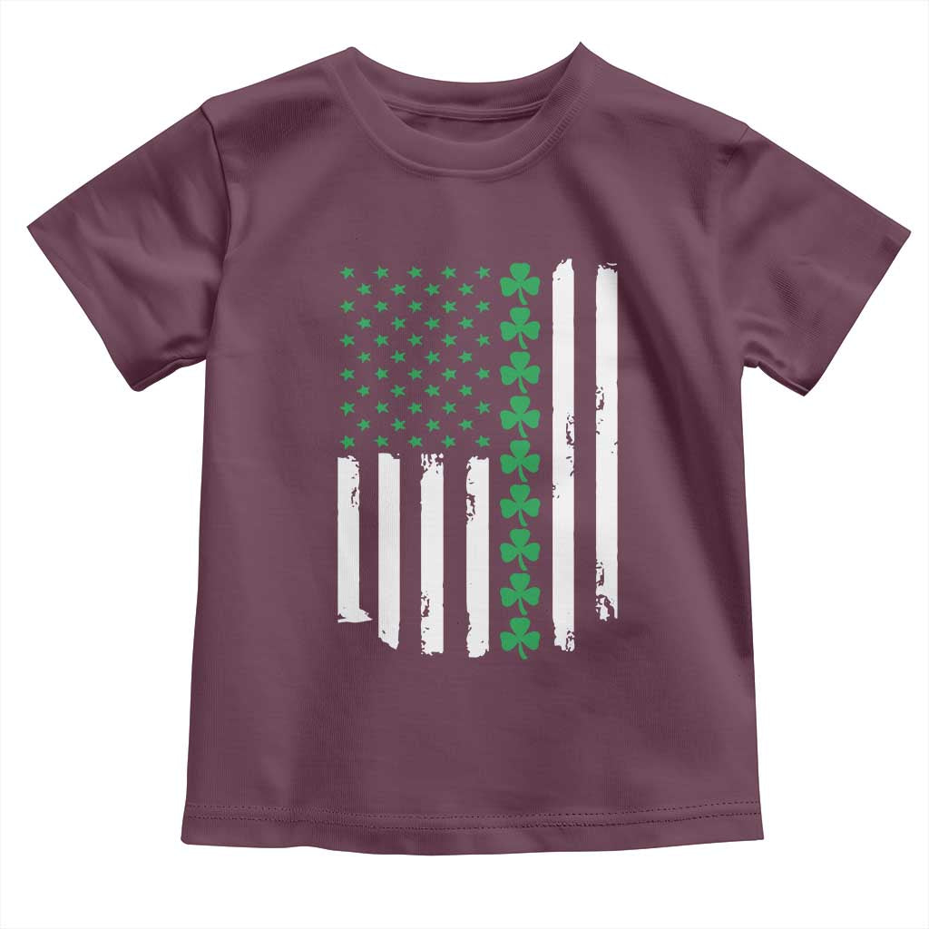 Vintage St. Patricks Day American Flag Shamrocks Toddler T Shirt TS10 Maroon Print Your Wear