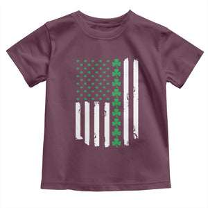 Vintage St. Patricks Day American Flag Shamrocks Toddler T Shirt TS10 Maroon Print Your Wear