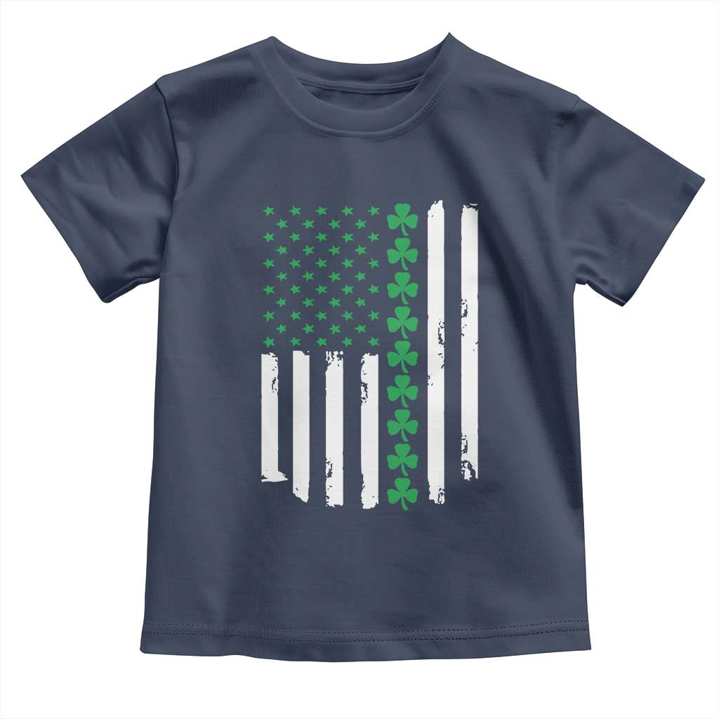 Vintage St. Patricks Day American Flag Shamrocks Toddler T Shirt TS10 Navy Print Your Wear