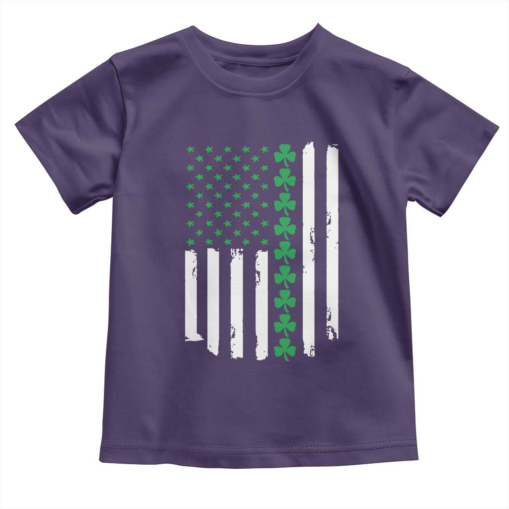 Vintage St. Patricks Day American Flag Shamrocks Toddler T Shirt TS10 Purple Print Your Wear