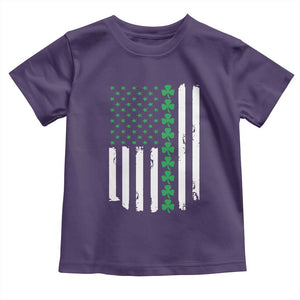 Vintage St. Patricks Day American Flag Shamrocks Toddler T Shirt TS10 Purple Print Your Wear