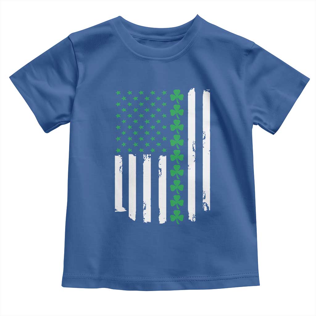 Vintage St. Patricks Day American Flag Shamrocks Toddler T Shirt TS10 Royal Blue Print Your Wear