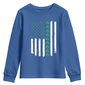 Vintage St. Patricks Day American Flag Shamrocks Youth Sweatshirt TS10 Royal Blue Print Your Wear