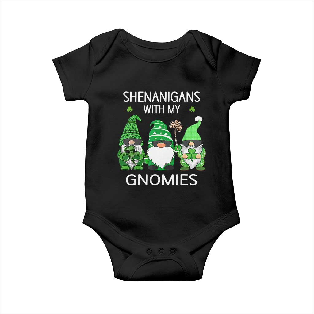 Lucky St Patricks Day Gnomes Baby Onesie Shamrock Leopard Gnome Irish TS10 Black Print Your Wear