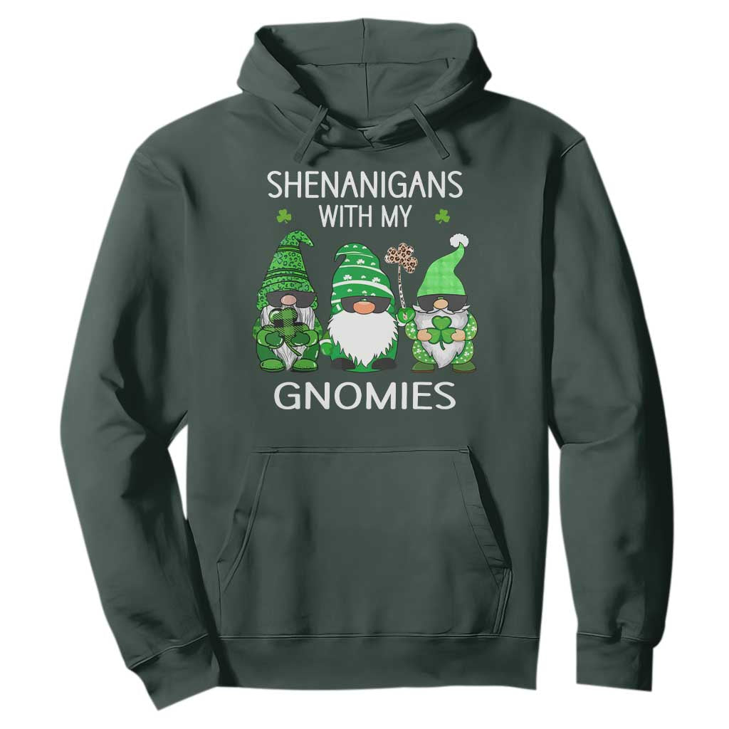 Lucky St Patricks Day Gnomes Hoodie Shamrock Leopard Gnome Irish TS10 Dark Forest Green Print Your Wear