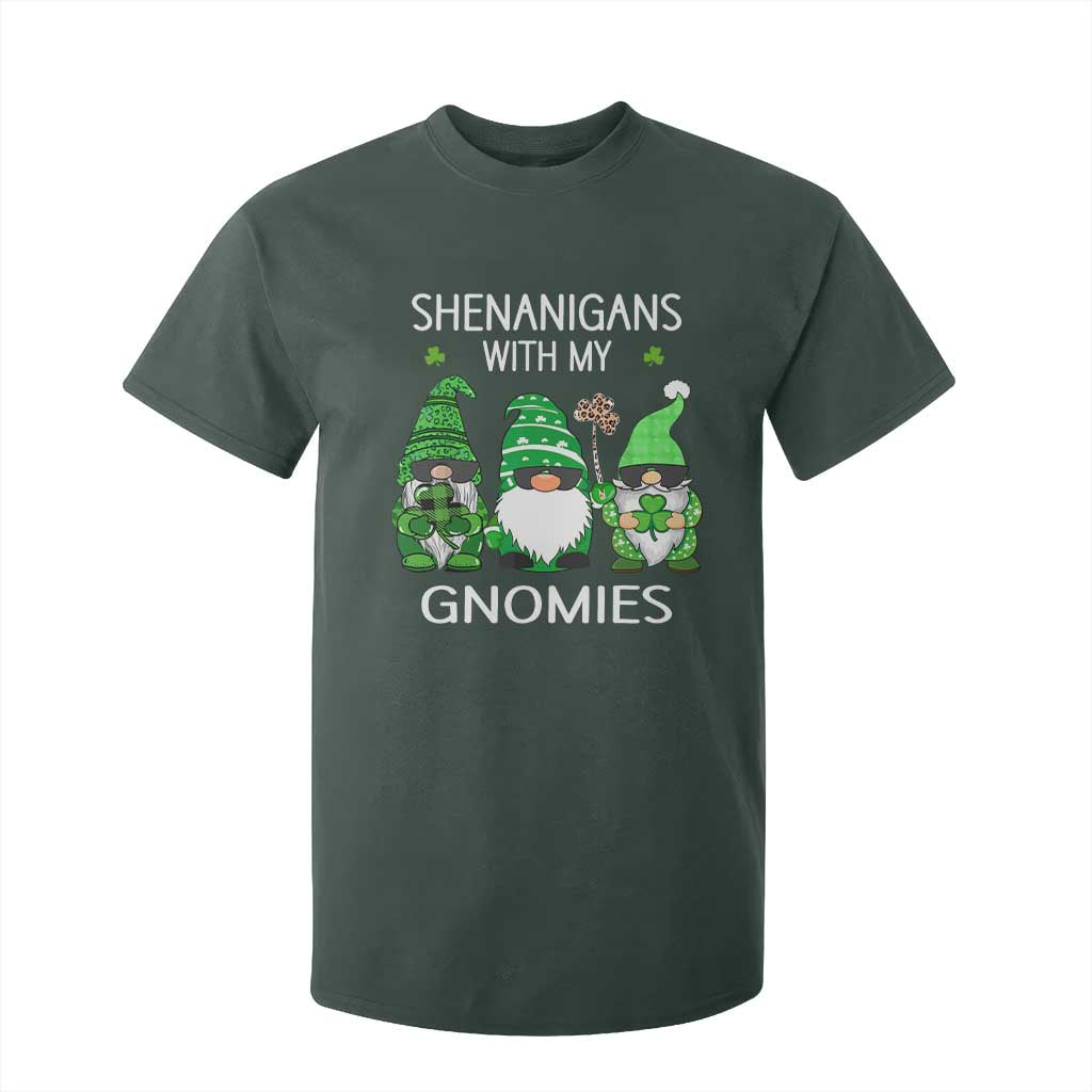 Lucky St Patricks Day Gnomes T Shirt For Kid Shamrock Leopard Gnome Irish TS10 Dark Forest Green Print Your Wear