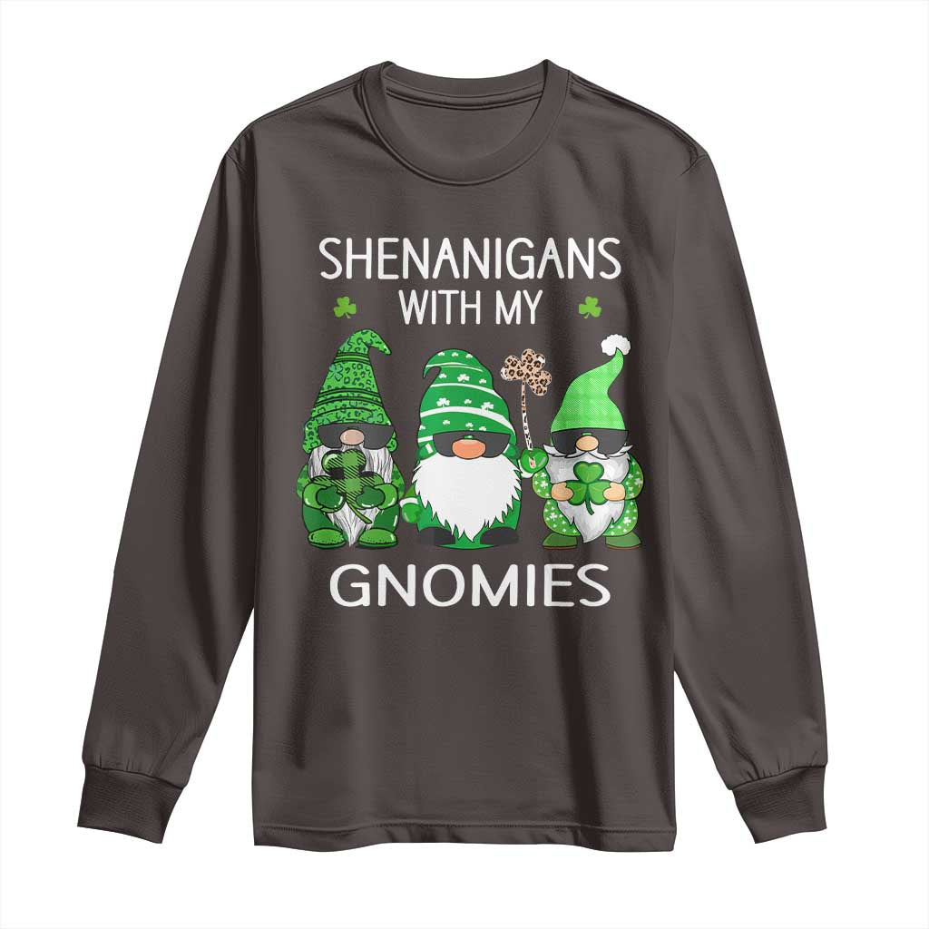 Lucky St Patricks Day Gnomes Long Sleeve Shirt Shamrock Leopard Gnome Irish TS10 Dark Chocolate Print Your Wear
