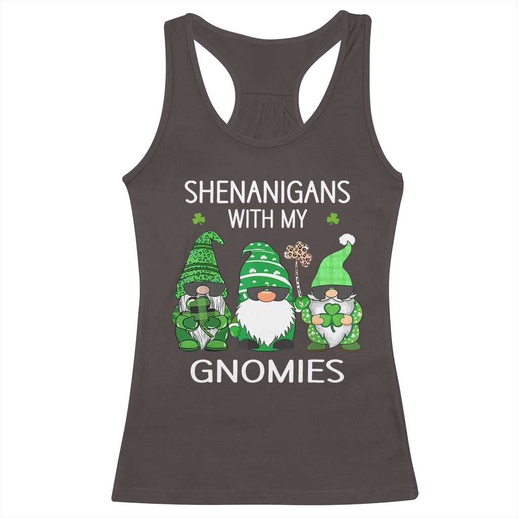 Lucky St Patricks Day Gnomes Racerback Tank Top Shamrock Leopard Gnome Irish TS10 Dark Chocolate Print Your Wear