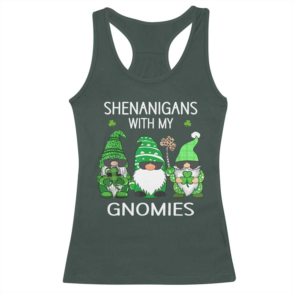 Lucky St Patricks Day Gnomes Racerback Tank Top Shamrock Leopard Gnome Irish TS10 Dark Forest Green Print Your Wear