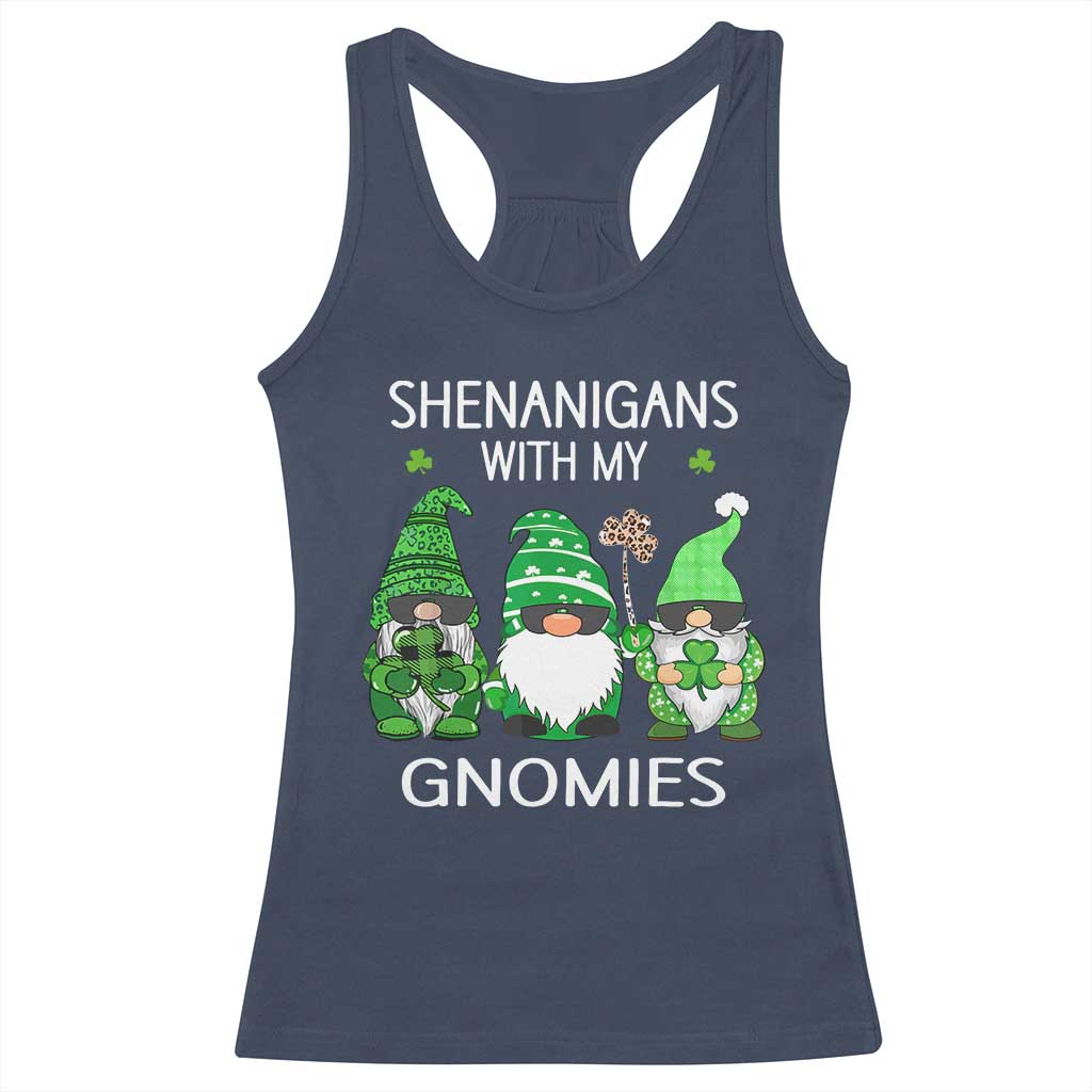 Lucky St Patricks Day Gnomes Racerback Tank Top Shamrock Leopard Gnome Irish TS10 Navy Print Your Wear