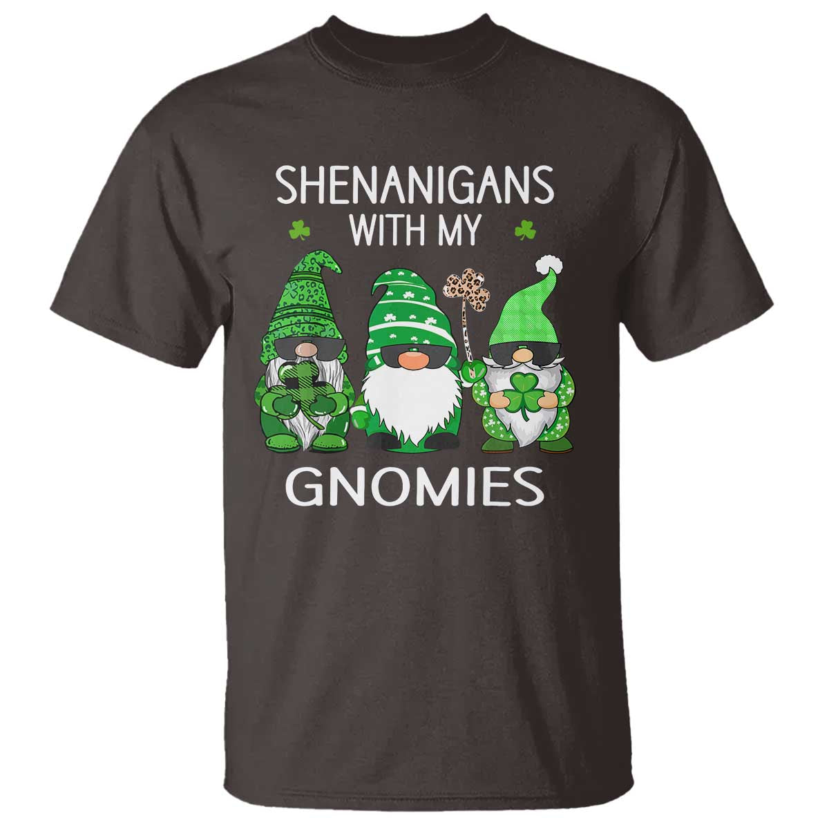 Lucky St Patricks Day Gnomes T Shirt Shamrock Leopard Gnome Irish TS10 Dark Chocolate Print Your Wear