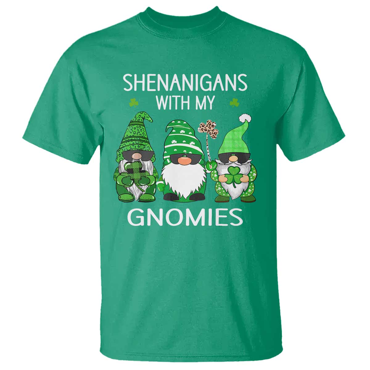 Lucky St Patricks Day Gnomes T Shirt Shamrock Leopard Gnome Irish TS10 Irish Green Print Your Wear
