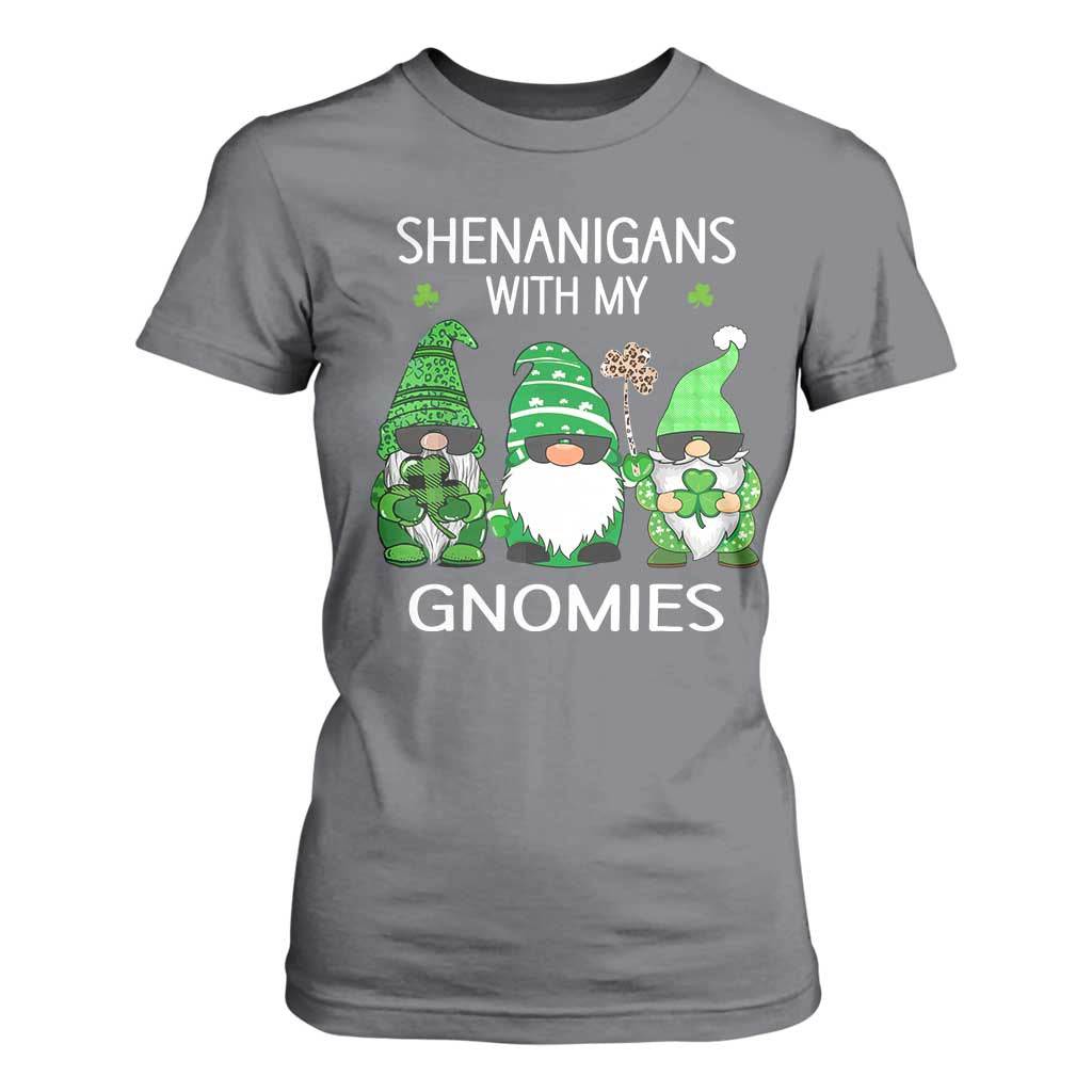 Lucky St Patricks Day Gnomes T Shirt For Women Shamrock Leopard Gnome Irish TS10 Charcoal Print Your Wear