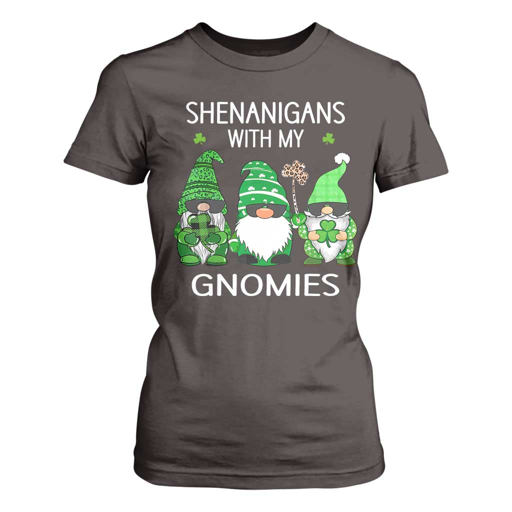 Lucky St Patricks Day Gnomes T Shirt For Women Shamrock Leopard Gnome Irish TS10 Dark Chocolate Print Your Wear