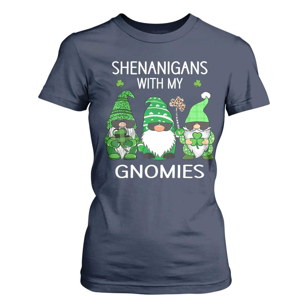 Lucky St Patricks Day Gnomes T Shirt For Women Shamrock Leopard Gnome Irish TS10 Navy Print Your Wear