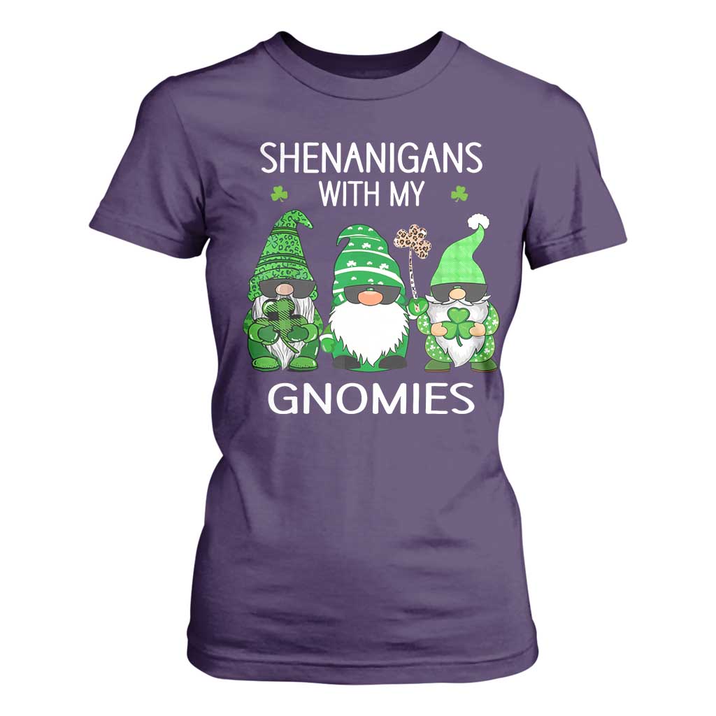 Lucky St Patricks Day Gnomes T Shirt For Women Shamrock Leopard Gnome Irish TS10 Purple Print Your Wear