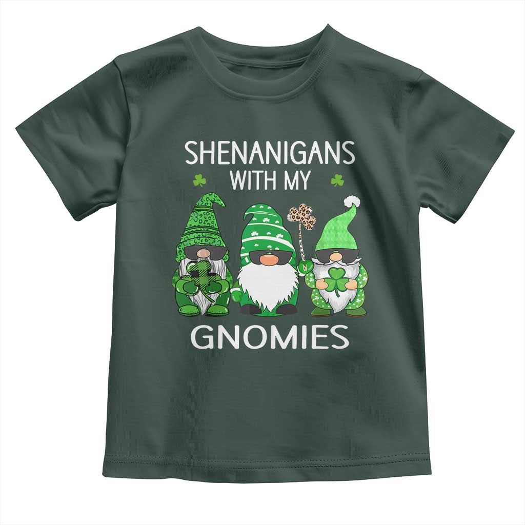 Lucky St Patricks Day Gnomes Toddler T Shirt Shamrock Leopard Gnome Irish TS10 Dark Forest Green Print Your Wear