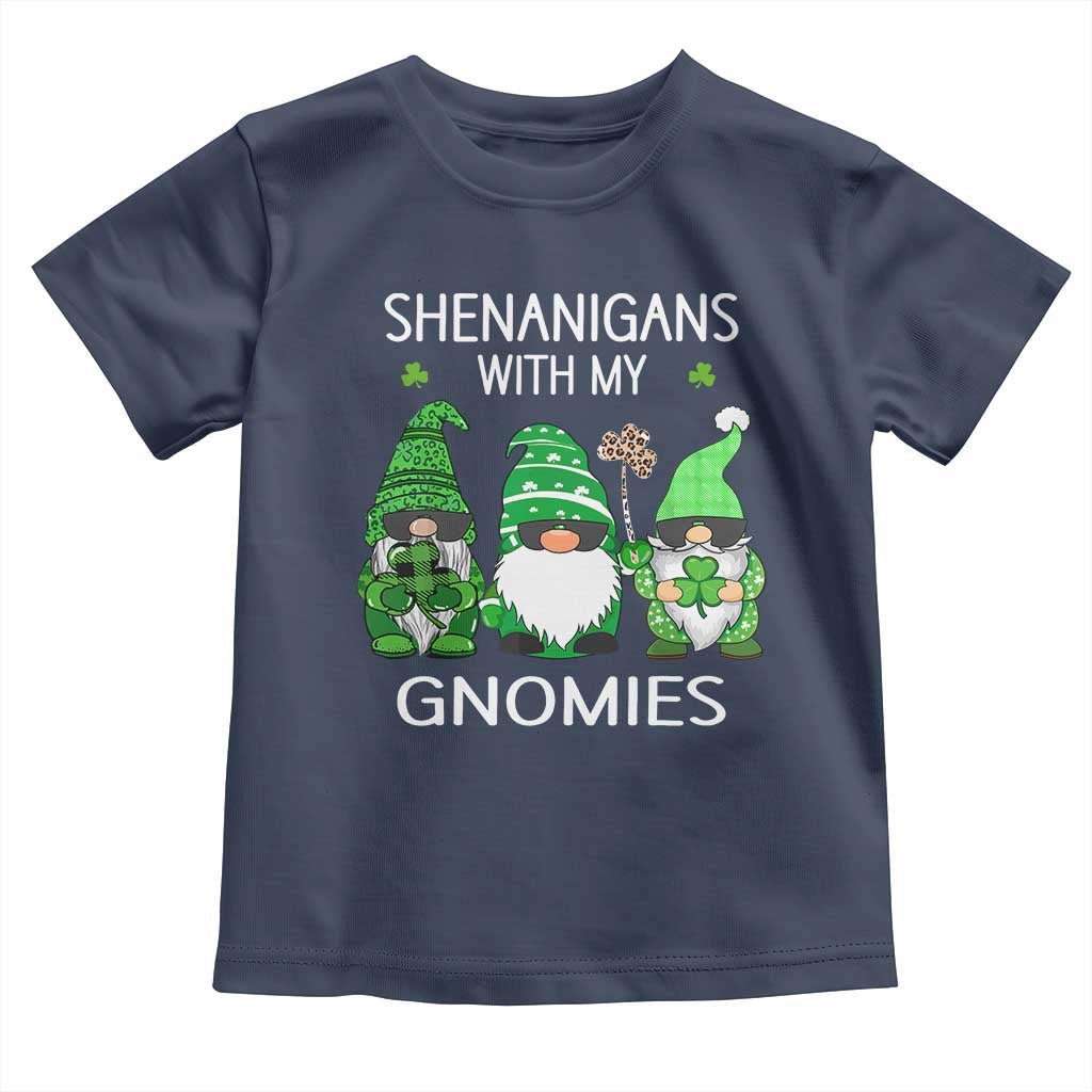 Lucky St Patricks Day Gnomes Toddler T Shirt Shamrock Leopard Gnome Irish TS10 Navy Print Your Wear