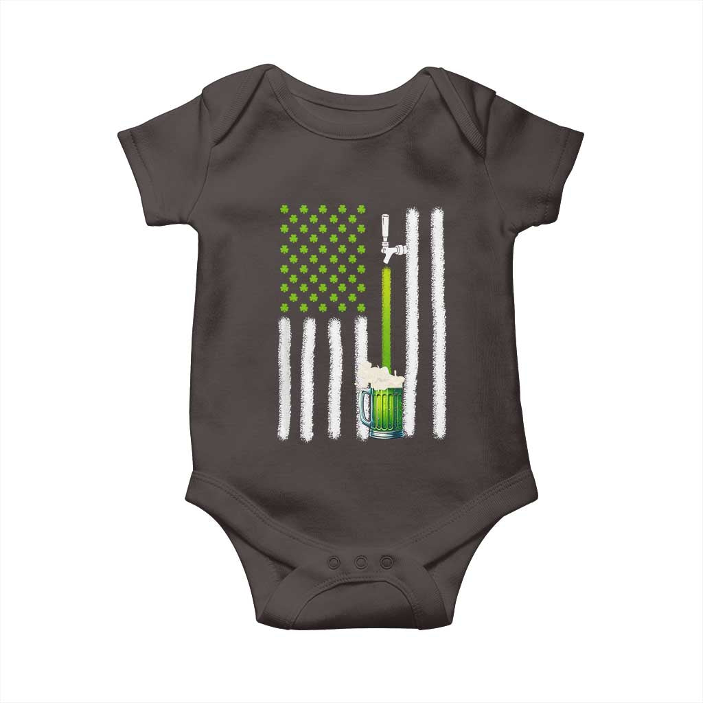 St. Patricks Day Irish Beer American Flag Baby Onesie Brewery Craft Beer TS10 Dark Chocolate Print Your Wear
