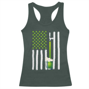St. Patricks Day Irish Beer American Flag Racerback Tank Top Brewery Craft Beer TS10 Dark Forest Green Print Your Wear