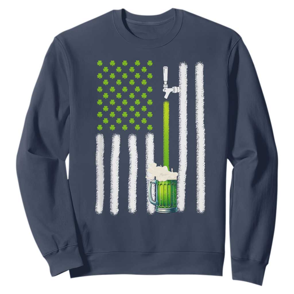 St. Patricks Day Irish Beer American Flag Sweatshirt Brewery Craft Beer TS10 Navy Print Your Wear