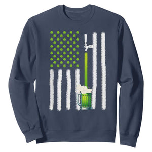 St. Patricks Day Irish Beer American Flag Sweatshirt Brewery Craft Beer TS10 Navy Print Your Wear