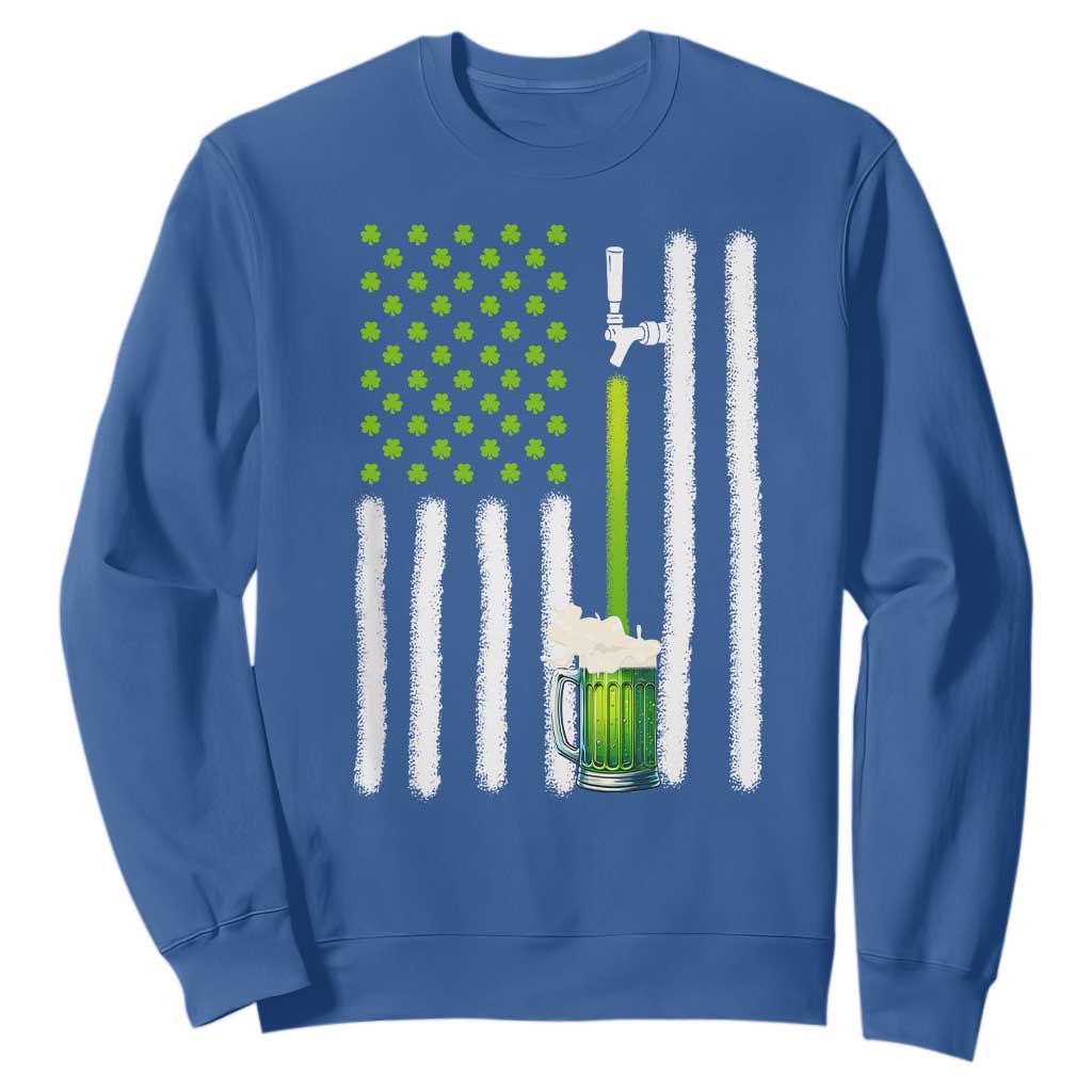 St. Patricks Day Irish Beer American Flag Sweatshirt Brewery Craft Beer TS10 Royal Blue Print Your Wear