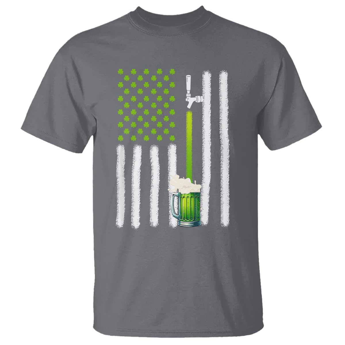 St. Patricks Day Irish Beer American Flag T Shirt Brewery Craft Beer TS10 Charcoal Print Your Wear