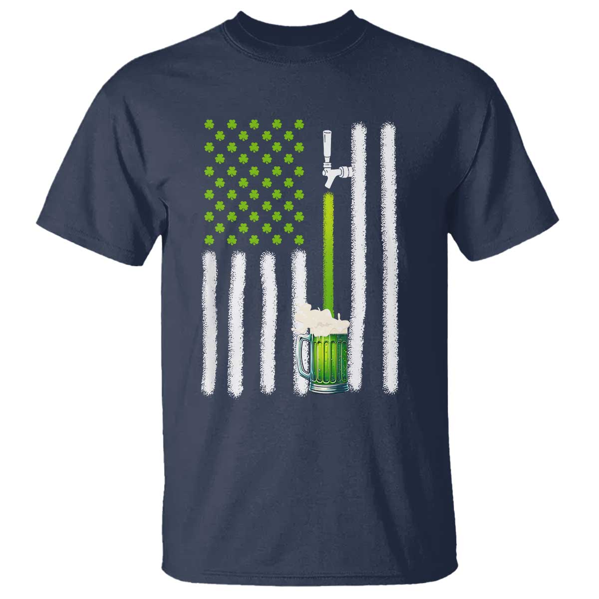 St. Patricks Day Irish Beer American Flag T Shirt Brewery Craft Beer TS10 Navy Print Your Wear