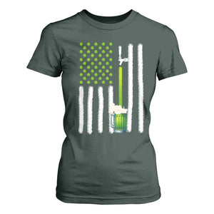 St. Patricks Day Irish Beer American Flag T Shirt For Women Brewery Craft Beer TS10 Dark Forest Green Print Your Wear