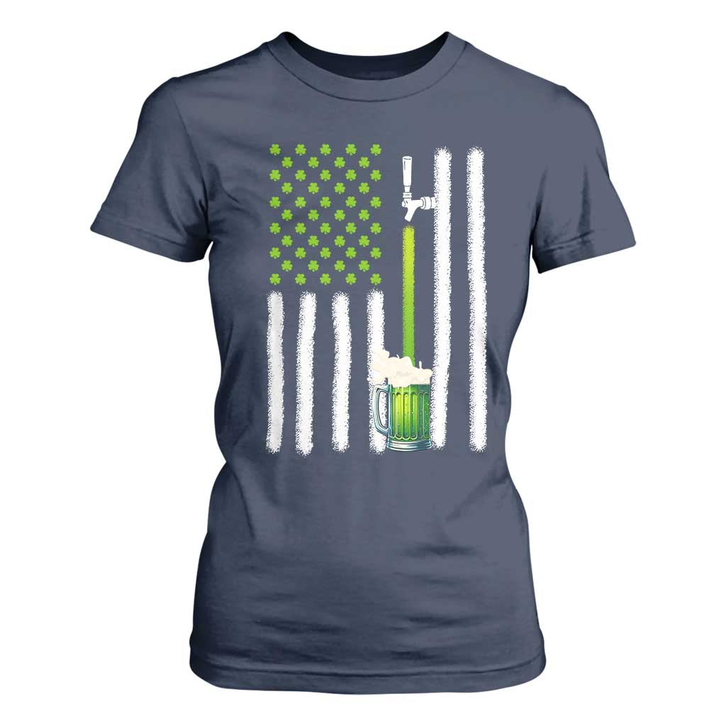 St. Patricks Day Irish Beer American Flag T Shirt For Women Brewery Craft Beer TS10 Navy Print Your Wear