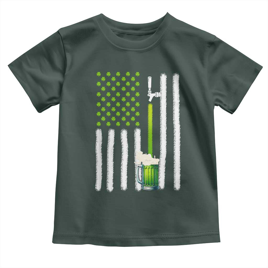 St. Patricks Day Irish Beer American Flag Toddler T Shirt Brewery Craft Beer TS10 Dark Forest Green Print Your Wear