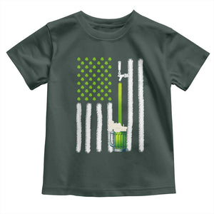 St. Patricks Day Irish Beer American Flag Toddler T Shirt Brewery Craft Beer TS10 Dark Forest Green Print Your Wear