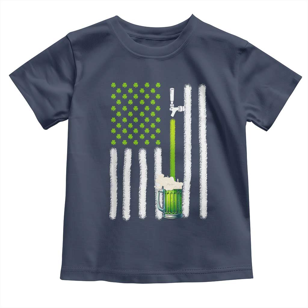 St. Patricks Day Irish Beer American Flag Toddler T Shirt Brewery Craft Beer TS10 Navy Print Your Wear