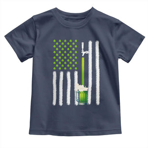 St. Patricks Day Irish Beer American Flag Toddler T Shirt Brewery Craft Beer TS10 Navy Print Your Wear