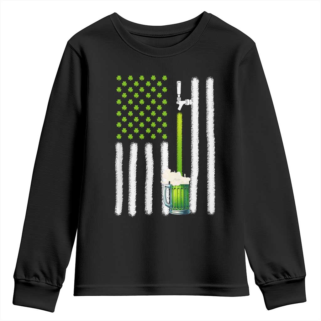 St. Patricks Day Irish Beer American Flag Youth Sweatshirt Brewery Craft Beer TS10 Black Print Your Wear