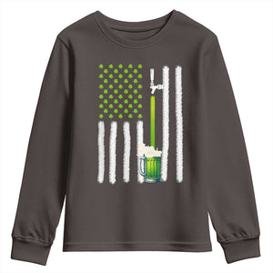 St. Patricks Day Irish Beer American Flag Youth Sweatshirt Brewery Craft Beer TS10 Dark Chocolate Print Your Wear