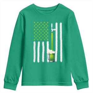 St. Patricks Day Irish Beer American Flag Youth Sweatshirt Brewery Craft Beer TS10 Irish Green Print Your Wear