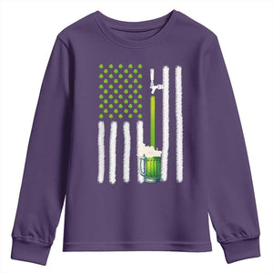 St. Patricks Day Irish Beer American Flag Youth Sweatshirt Brewery Craft Beer TS10 Purple Print Your Wear
