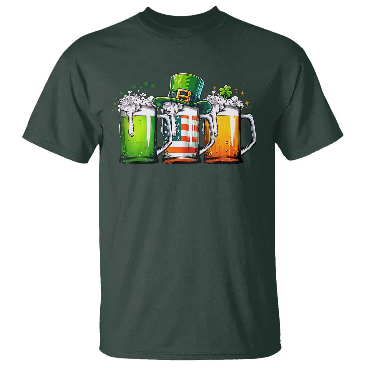 Irish Beer T Shirt Ireland St Patricks Day Drinking Party TS10 Dark Forest Green Print Your Wear