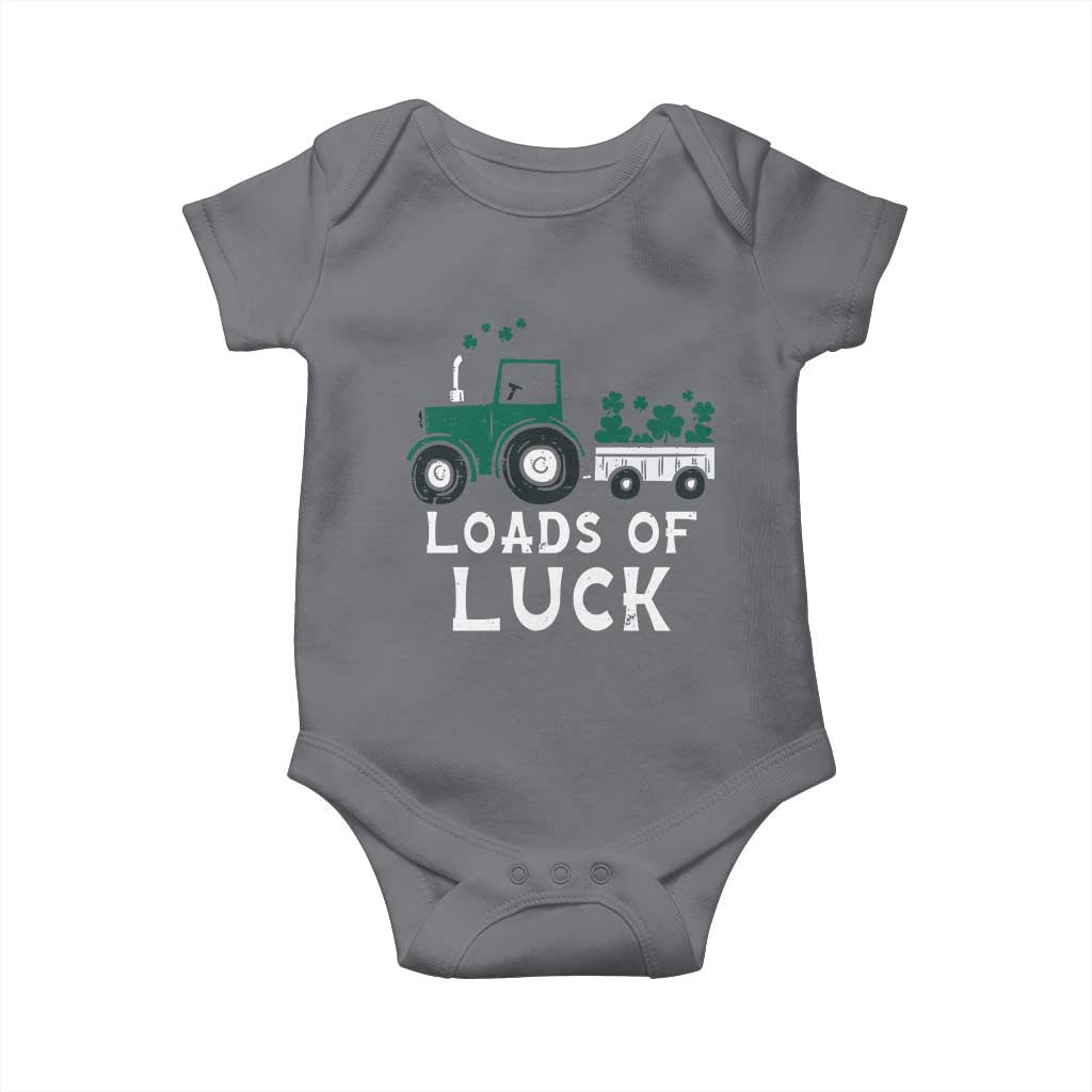 Boys St Patricks Day Baby Onesie Loads Of Luck Lucky Tractor Truck TS10 Charcoal Print Your Wear