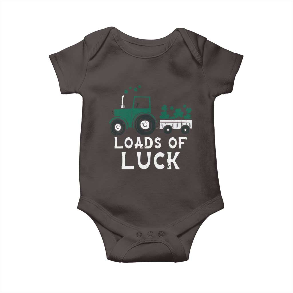 Boys St Patricks Day Baby Onesie Loads Of Luck Lucky Tractor Truck TS10 Dark Chocolate Print Your Wear