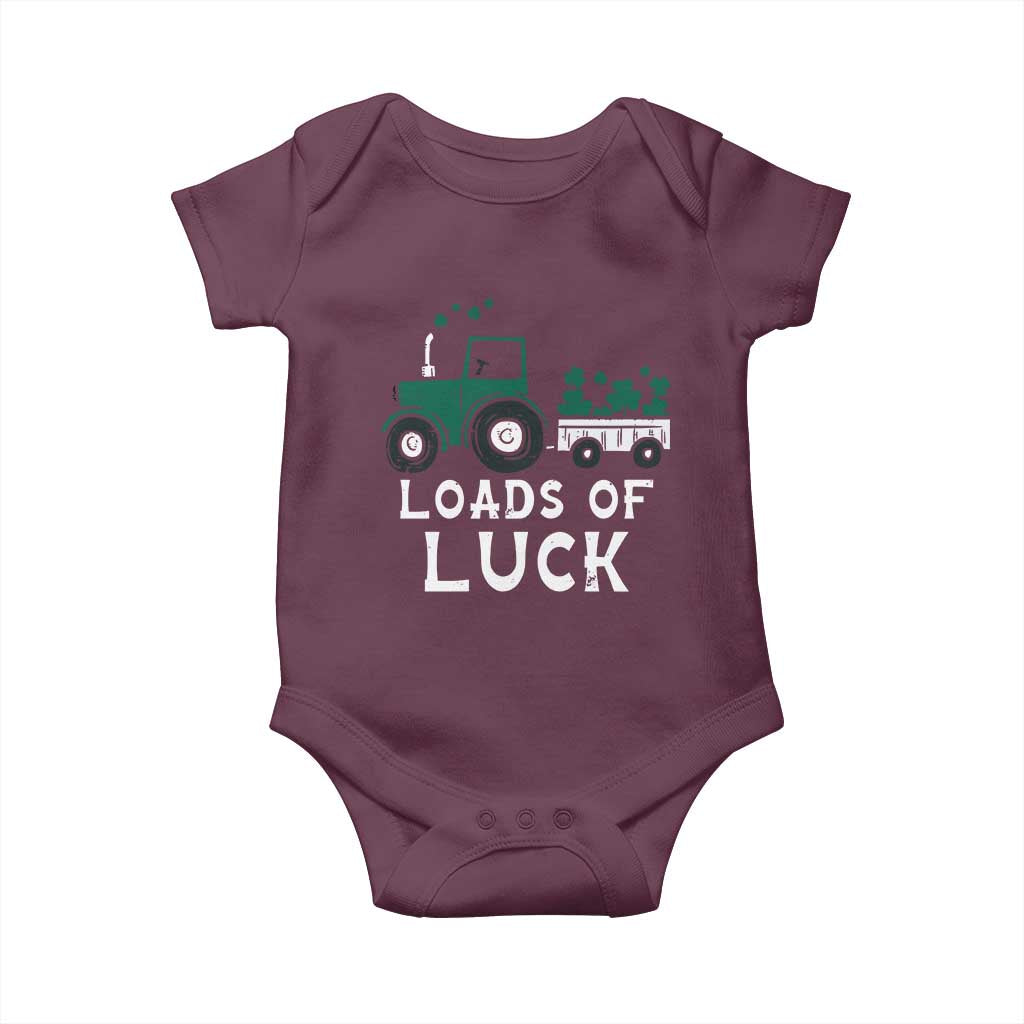 Boys St Patricks Day Baby Onesie Loads Of Luck Lucky Tractor Truck TS10 Maroon Print Your Wear