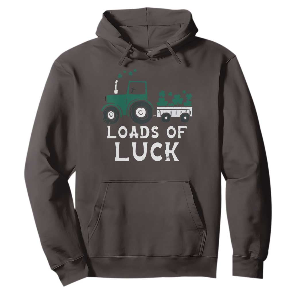 Boys St Patricks Day Hoodie Loads Of Luck Lucky Tractor Truck TS10 Dark Chocolate Print Your Wear