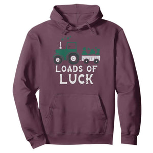 Boys St Patricks Day Hoodie Loads Of Luck Lucky Tractor Truck TS10 Maroon Print Your Wear
