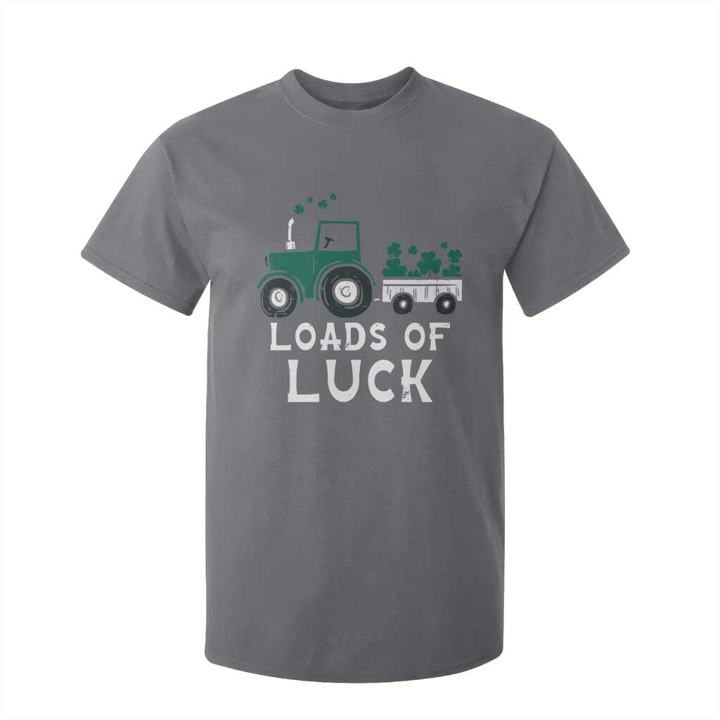 Boys St Patricks Day T Shirt For Kid Loads Of Luck Lucky Tractor Truck TS10 Charcoal Print Your Wear